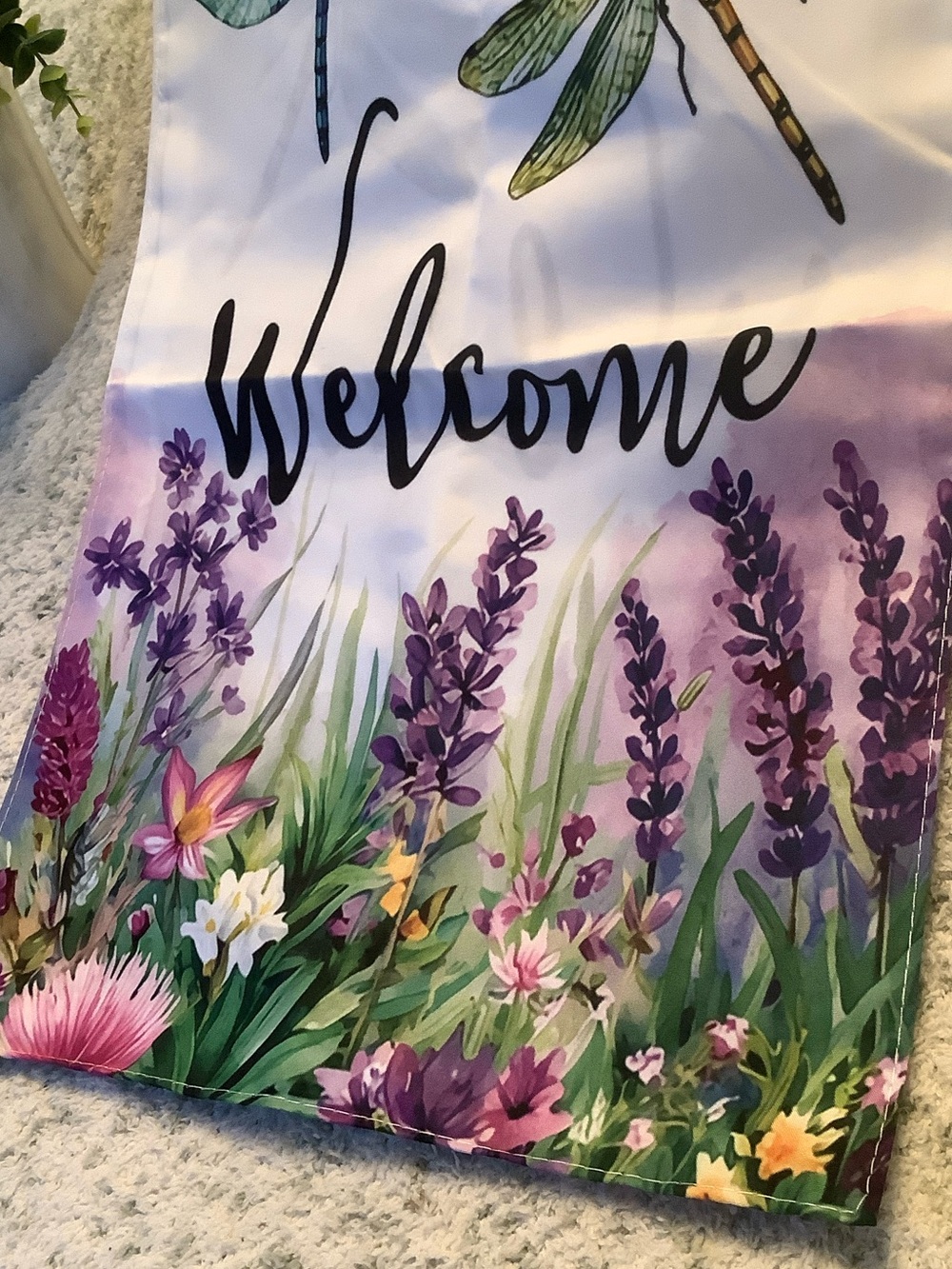 Welcome Dragonfly Floral Small Garden Flag or indoor tapestry decor NWT 11x17” - Picture 13 of 14